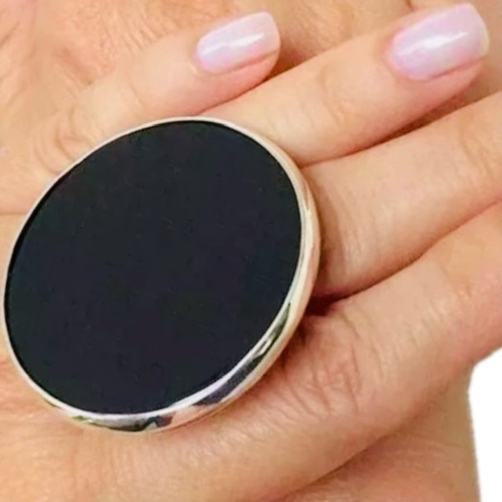 8.5 9.5 Handmade Ring Black Onyx Gem Solid 925 Sterling Silver Gemstone Fine Art